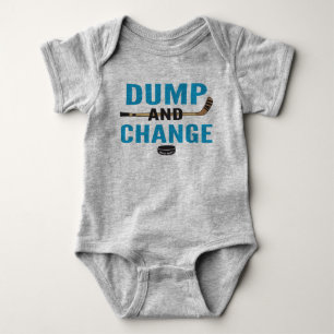 Dump and Change Hockey Baby Turquoise Blue Bodysuit
