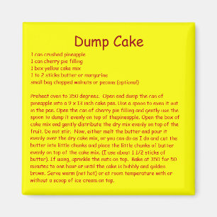 Dump Cake Recipe on a Refrigerator Magnet
