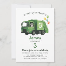 Dump Everything Garbage Truck Kids Birthday 