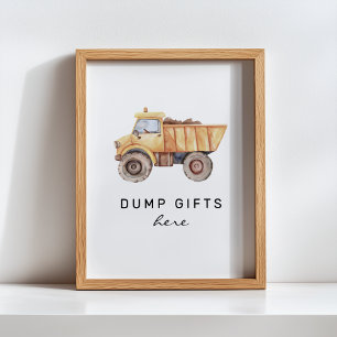 Dump Gifts Here Minimal Construction Birthday Sign