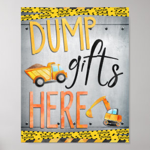 Dump Gifts Here Sign   Construction Party Decor