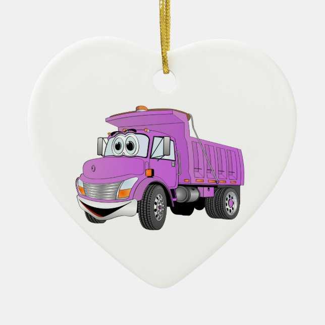 Dump Truck 2 Axle Purple Cartoon Ceramic Ornament (Front)