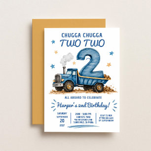 Dump Truck 2nd Birthday Invitation