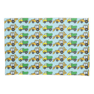 Dump Truck and Backhoe Pattern Pillowcase