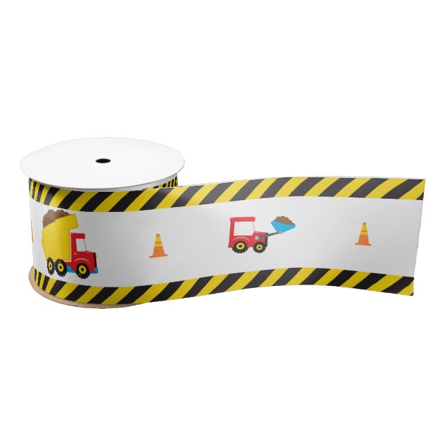 Dump Truck and Digger Satin Ribbon (Spool)