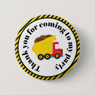 Dump Truck and Digger 'Thank you for coming' 6 Cm Round Badge
