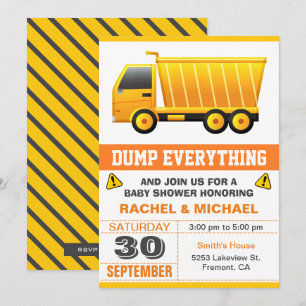 Dump Truck Construction Baby Shower Invitation