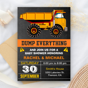 Dump Truck Construction Baby Shower Invitation