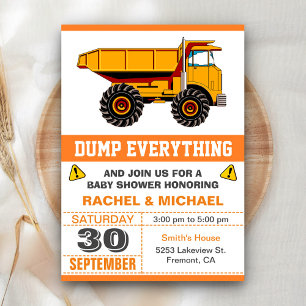 Dump Truck Construction Baby Shower Invitation