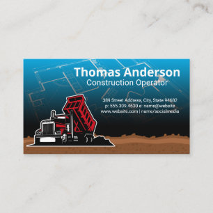 Dump Truck Construction Blue Prints Business Card