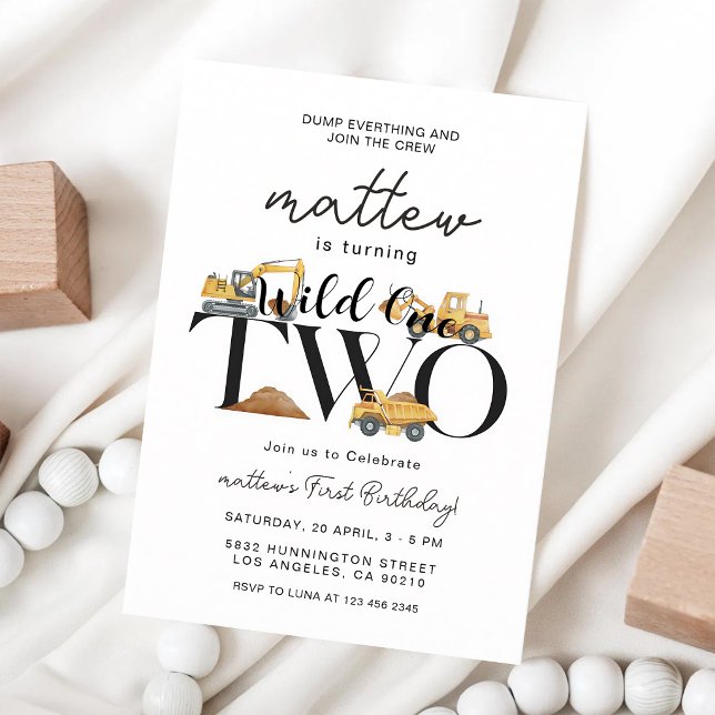 Dump Truck Construction Boy Birthday Invitation (Creator Uploaded)