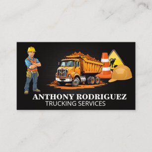 Dump Truck   Construction Equipment   Worker Business Card
