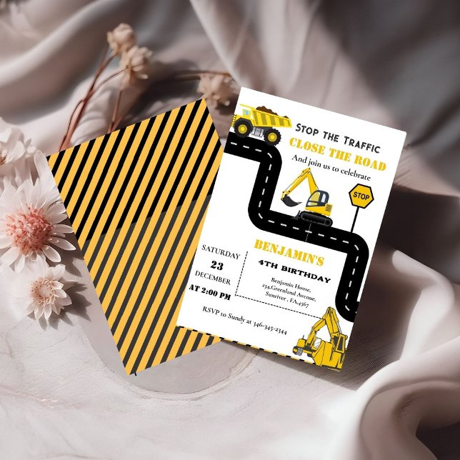 Dump truck construction theme birthday invitation (Creator Uploaded)