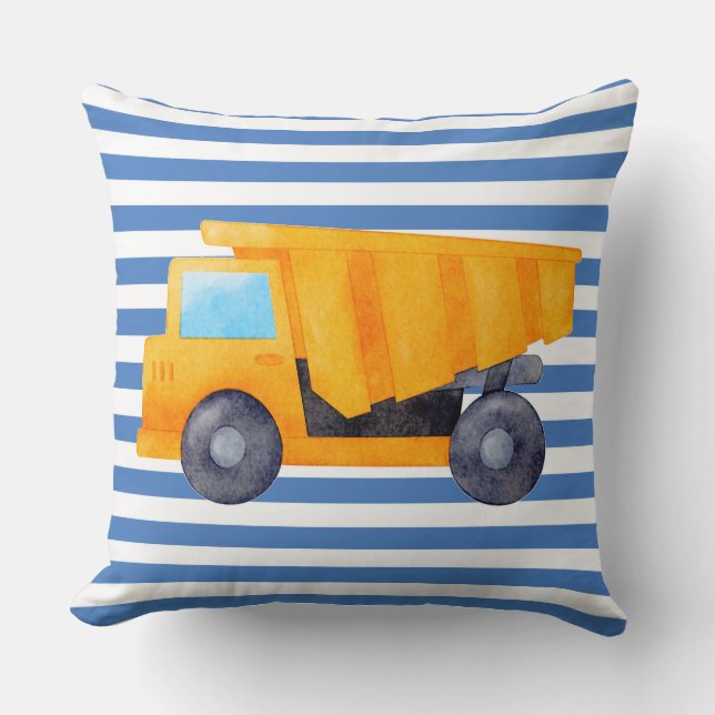 Dump Truck Construction Theme Kids Room Cushion (Front)