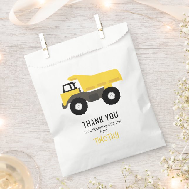Dump Truck Construction Trucks Birthday Party Favour Bag (Clipped)
