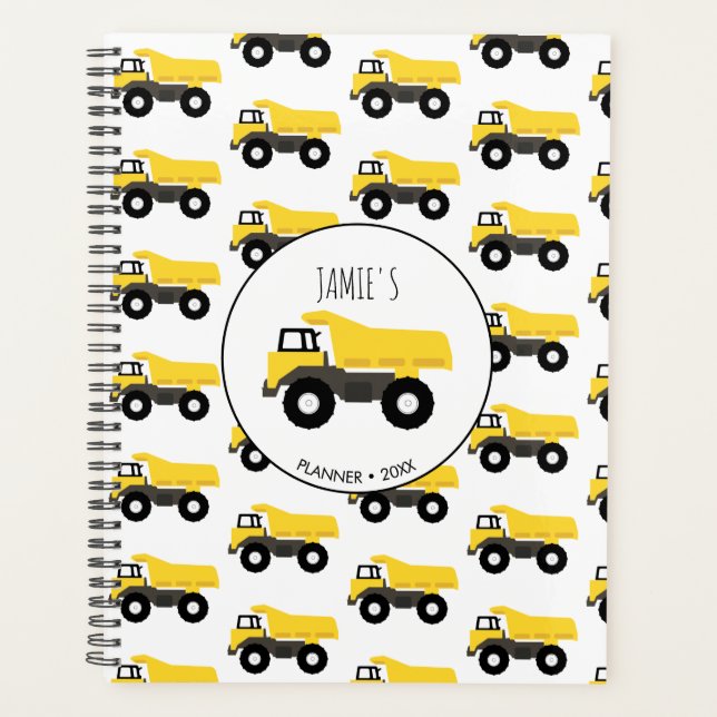 Dump Truck Construction Trucks Kids  Planner (Front)