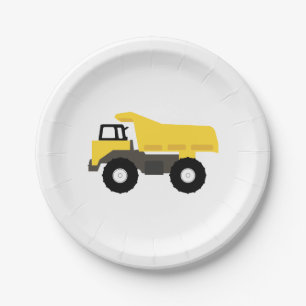 Dump Truck Construction Trucks Paper Plate