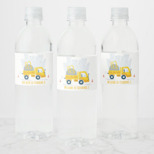 Dump Truck Construction Vehicle Kids Birthday Water Bottle Label
