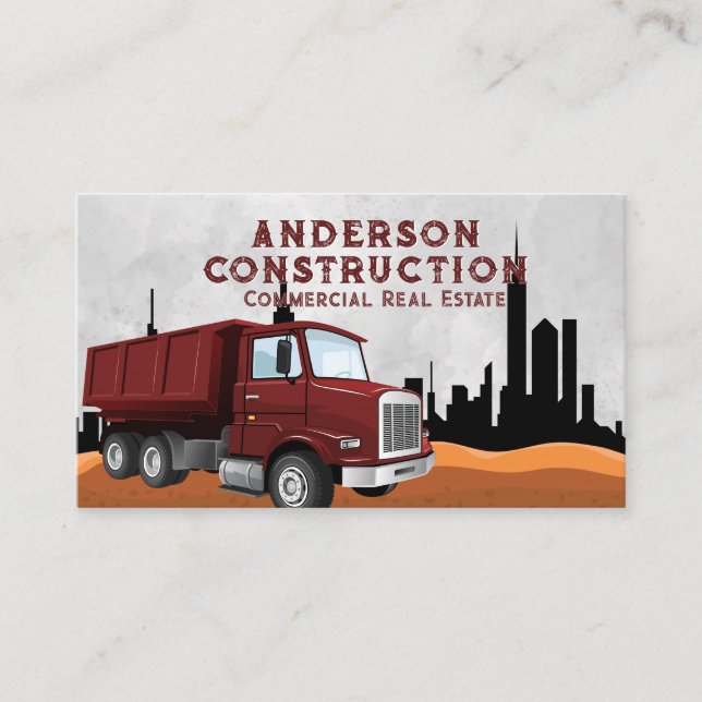 Dump Truck | Construction Vehicle | Skyline Business Card (Front)