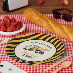 Dump Truck Construction Zone Birthday Paper Plates