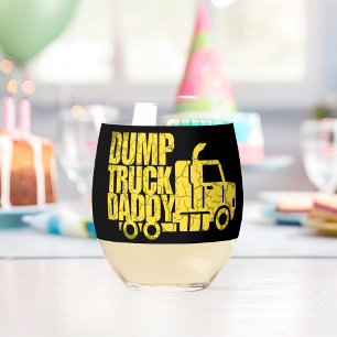 Dump Truck Daddy Stemless Wine Glass