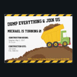 Dump Truck & Dirt Construction Zone Birthday Invitation<br><div class="desc">This Dump Trunk Construction Zone Birthday Invitation is perfect for that little boy who loves to play in the dirt and with his tractors.</div>