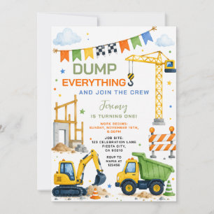 Dump Truck everything join the crew birthday party Invitation