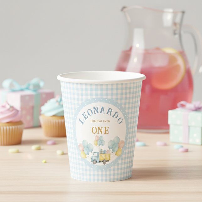 Dump Truck First Birthday Boy Paper Cups (Creator Uploaded)