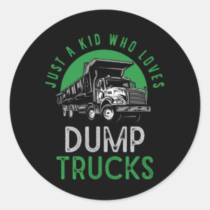 Dump Truck Kids Boys Recycling Truck Classic Round Sticker