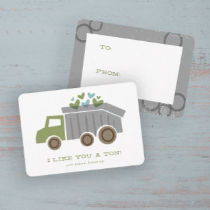 Dump truck Kids Classroom Valentine's Day Card