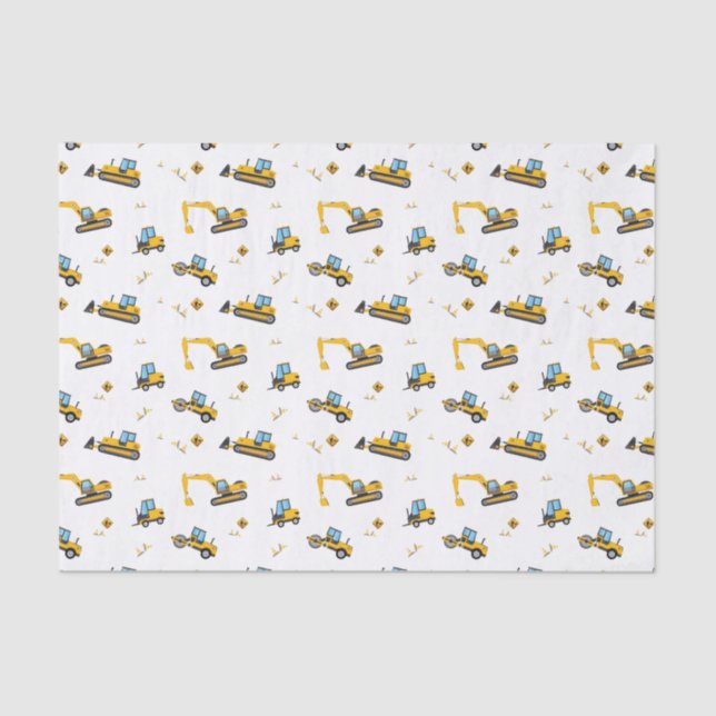 Dump Truck Party Boy Kids Construction Pattern Tissue Paper (Front)