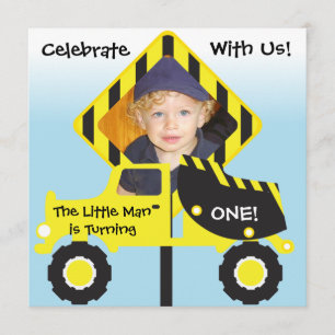 Dump Truck Photo Construction Birthday Invitation