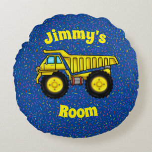 Dump Truck Round Throw Pillow