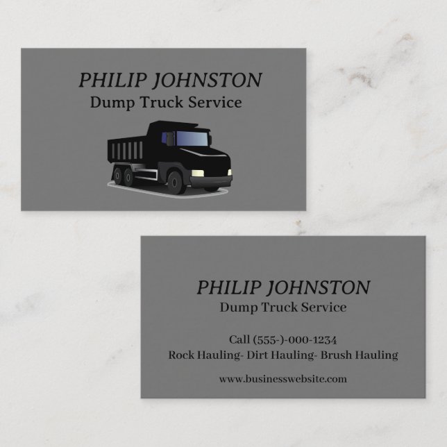 Dump Truck Service Business Card (Front/Back)
