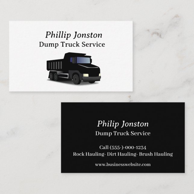 Dump Truck Service Business Card (Front/Back)