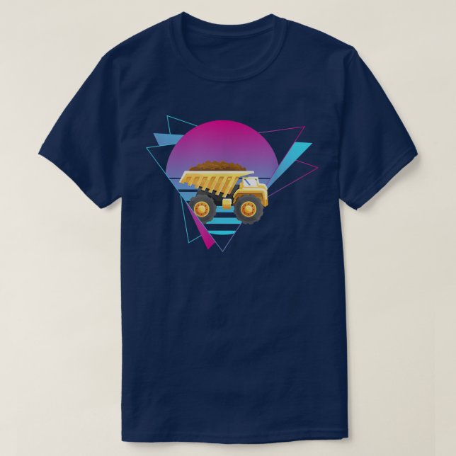 Dump Truck Vaporwave Dump Truck Construction Truck T-Shirt (Design Front)