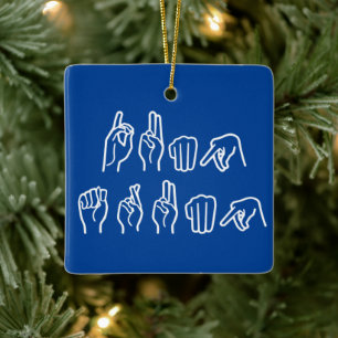 DUMP TRUMP (IN SIGN LANGUAGE) CERAMIC ORNAMENT