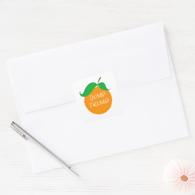 Dump Trump Orange Square Stickers (Envelope)
