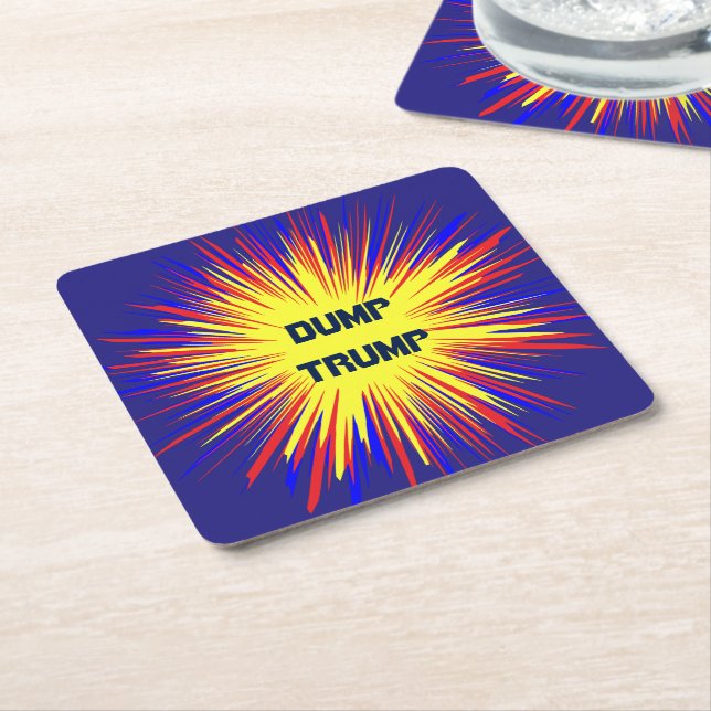 Dump Trump Square Paper Coaster (Angled)