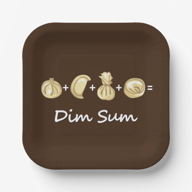 Dumpling + Dumpling + Dumpling  Equals Dim Sum Paper Plate (Front)