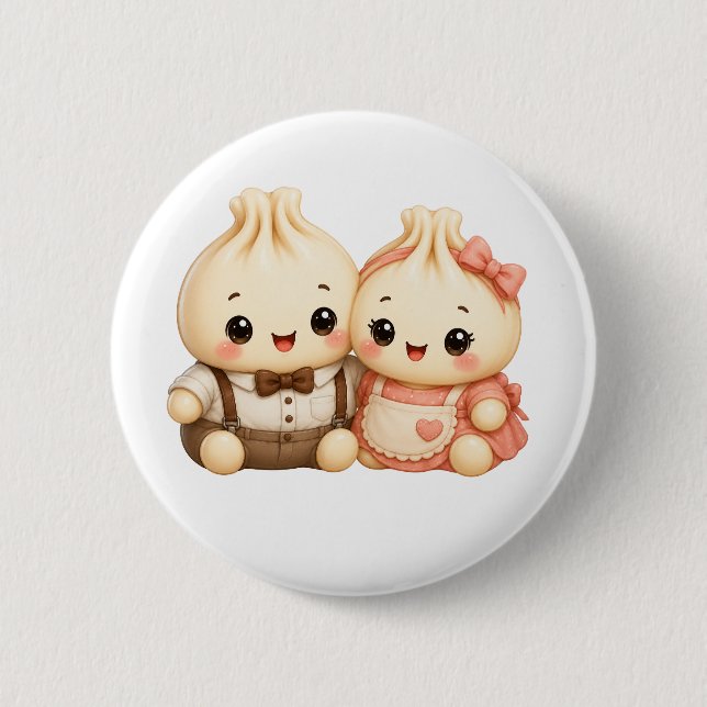 Dumpling parents 6 cm round badge (Front)
