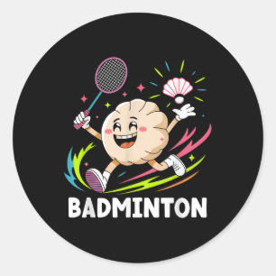 Dumplings Play Badminton Chopstick Wrap Cuisine Sp Classic Round Sticker