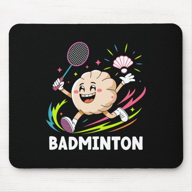 Dumplings Play Badminton Chopstick Wrap Cuisine Sp Mouse Pad (Front)