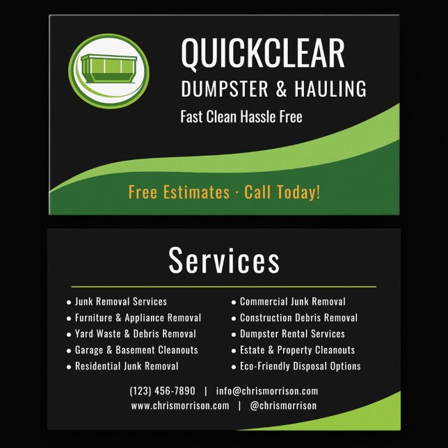 Dumpster and Hauling Professional Business Card (Creator Uploaded)
