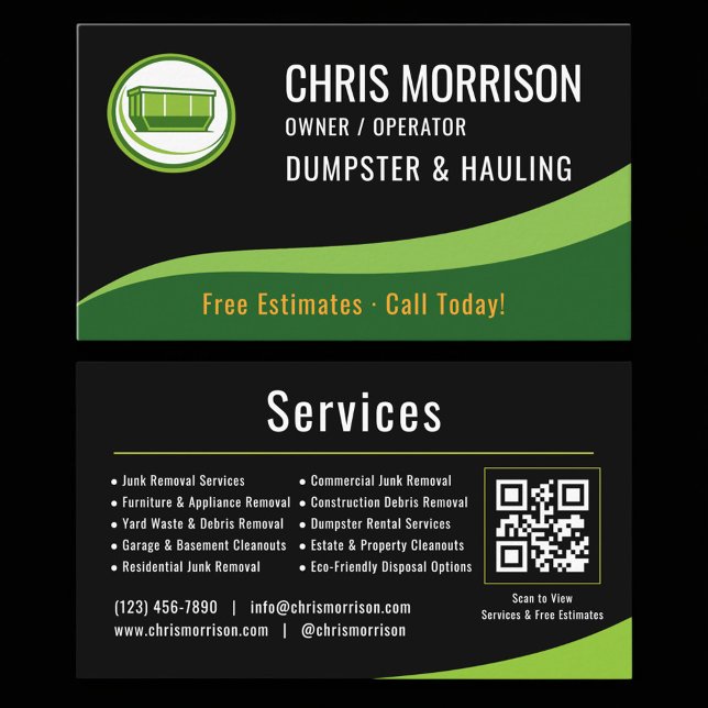 Dumpster and Hauling QR Code Business Card (Creator Uploaded)