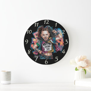 Dumpster Diving Kid: Sketch Portrait Large Clock
