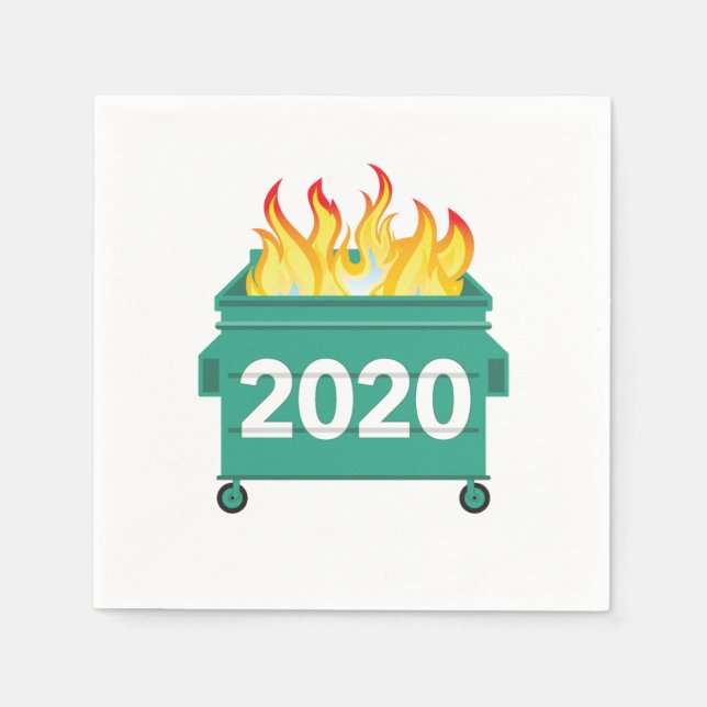 Dumpster Fire 2020 funny New Year's eve Napkin (Front)
