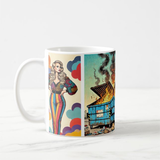 dumpster fire coffee mug (Left)