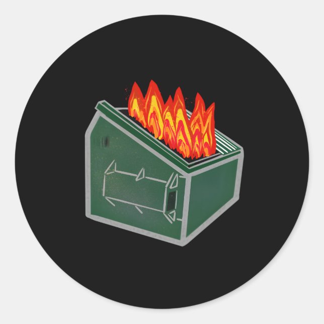 Dumpster Fire Garbage Trash Can Classic Round Sticker (Front)