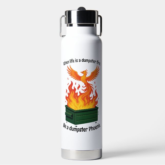 Dumpster Fire Phoenix Water Bottle (Front)